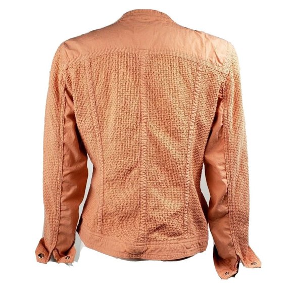 CHICOS Orange Moto Zip Up Jacket Size 1 (S) - Picture 3 of 7
